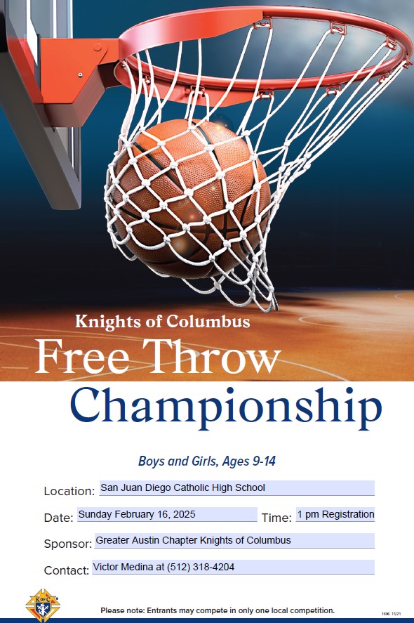 Free Throw Contest 2025 Greater Austin Area Chapter Knights of Columbus